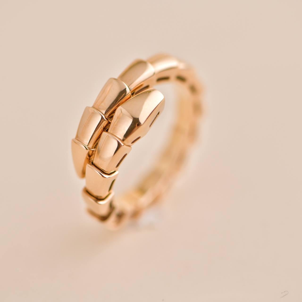 Bvlgari Rose Gold Serpenti Viper Ring Size M  For Sale 1