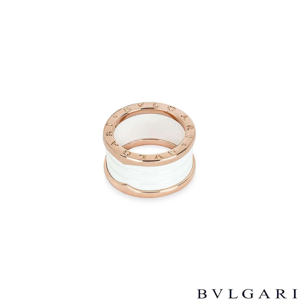 Bvlgari Rose Gold & White Ceramic B.Zero1 Size 54 Ring 345831 Pour hommes en vente