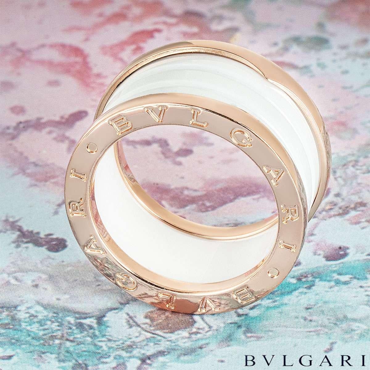 Bvlgari Rose Gold & White Ceramic B.Zero1 Size 54 Ring 345831 en vente 1