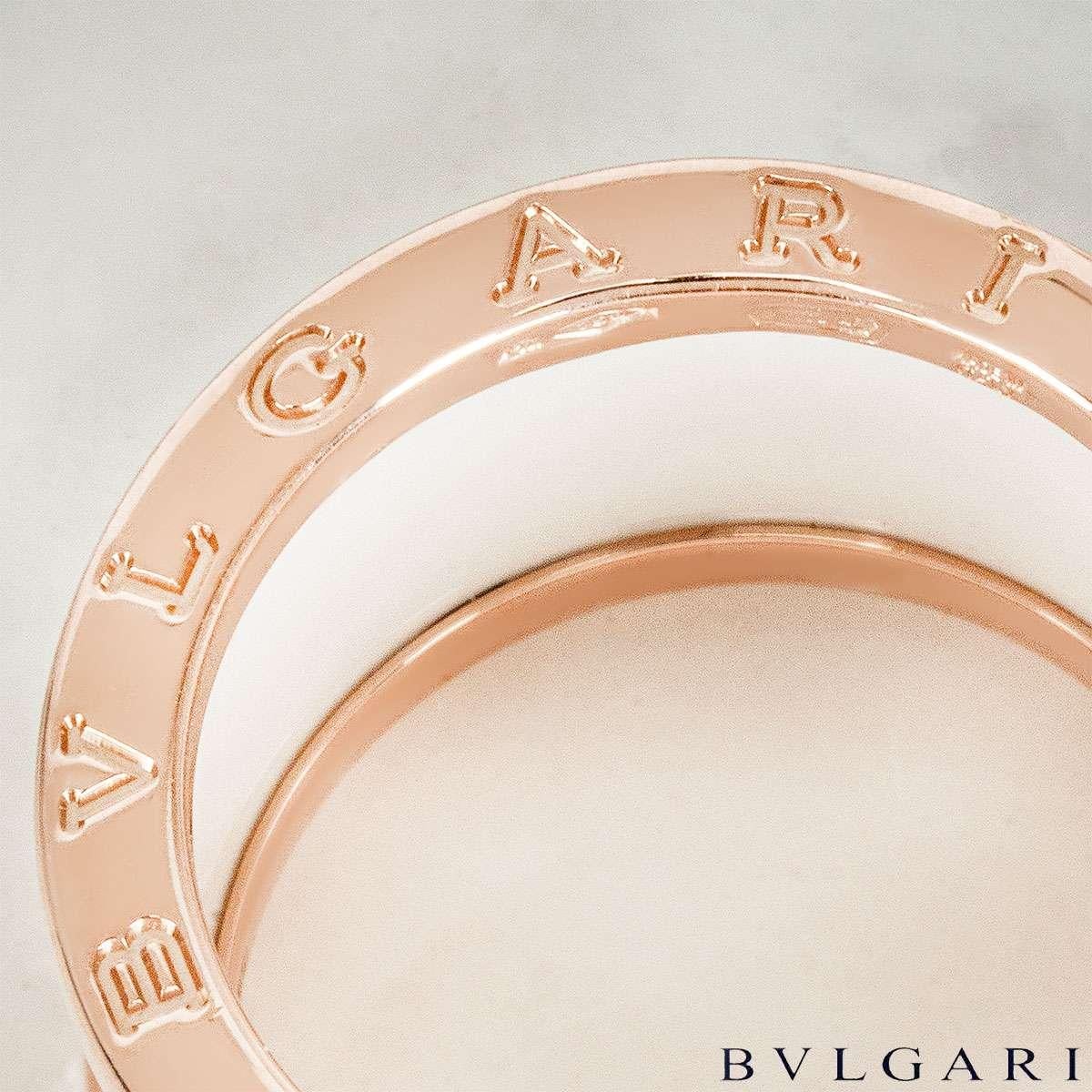 Bvlgari Rose Gold & White Ceramic B.Zero1 Size 54 Ring 345831 en vente 3