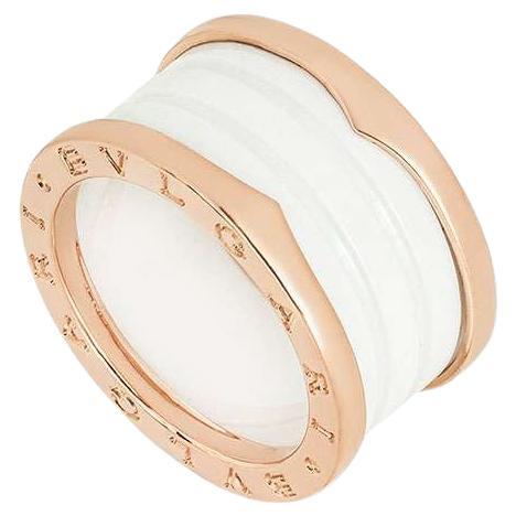 Bvlgari Rose Gold & White Ceramic B.Zero1 Size 54 Ring 345831 en vente