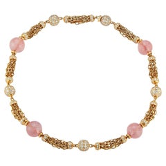 Bvlgari Rose Quartz & Diamond Necklace