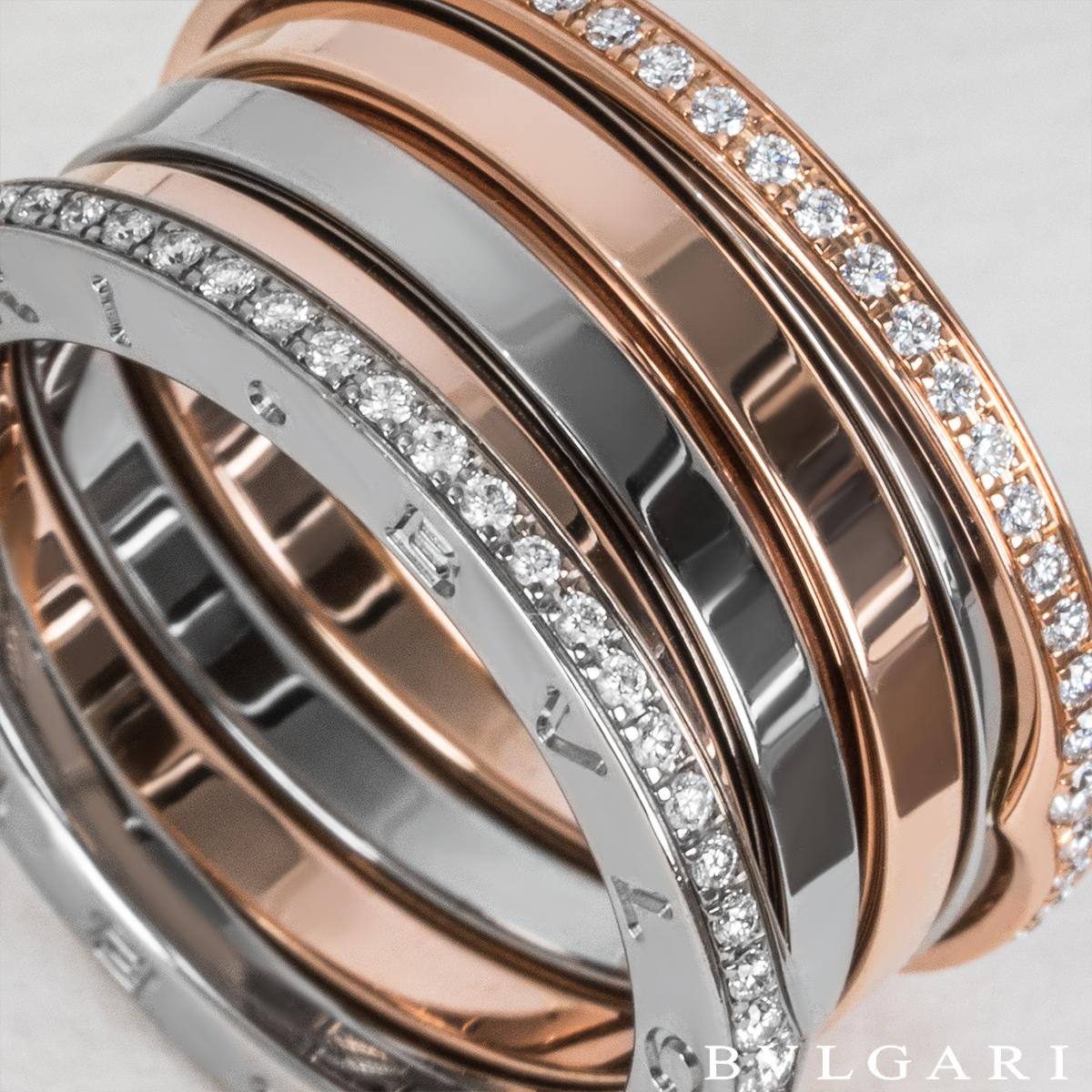 Bvlgari Rose & White Gold Diamond Labyrinth B.Zero1 Ring 355073 In Excellent Condition In London, GB