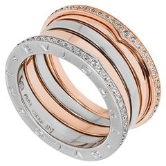 Bvlgari Rose & White Gold Diamond Labyrinth B.Zero1 Ring 355073