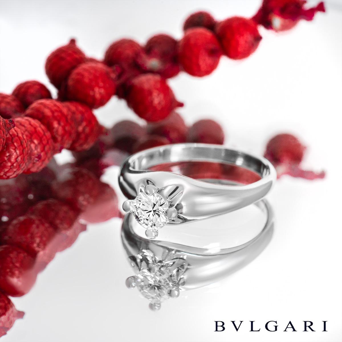 Women's Bvlgari Round Brilliant Cut Diamond Ring in Platinum 0.35ct G/VVS2 For Sale