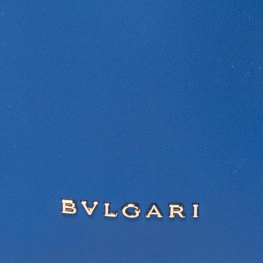 Bvlgari Royal Blue Leather Monte Plisse Shopper Tote 8