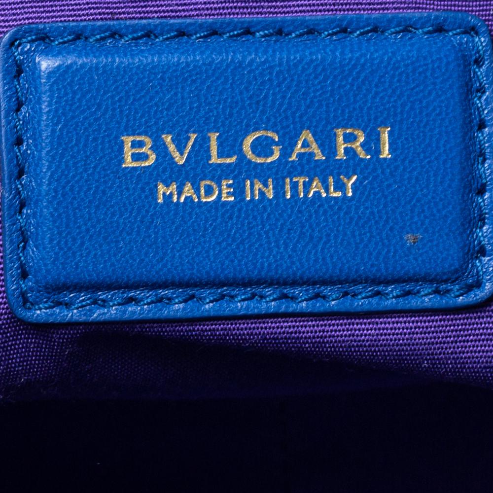 Bvlgari Royal Blue Leather Monte Plisse Shopper Tote 3