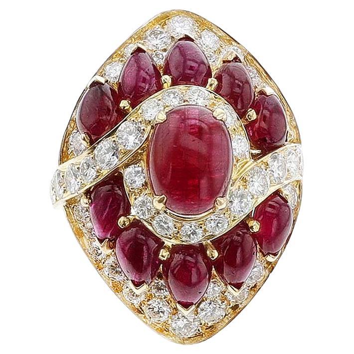 BVLGARI Cocktail-Ring mit Rubin und Diamant, 18 Karat
