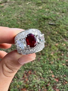 Bvlgari Ruby and Diamond Cocktail Ring in Platinum, circa 1950s
