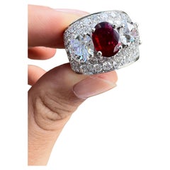 Bvlgari Ruby and Diamond Cocktail Ring in Platinum, circa 1950s