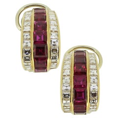 Bvlgari Ruby and Diamond Half-Hoop Earrings
