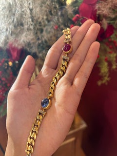 Bvlgari Goldarmband mit Rubinen und Saphiren, 1980er Jahre