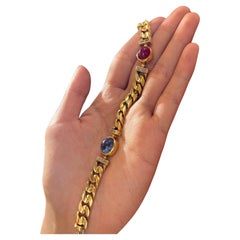Bvlgari Ruby and Sapphire Gold Bracelet, 1980s