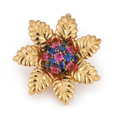 Bvlgari Ruby & Sapphire Flower Brooch
