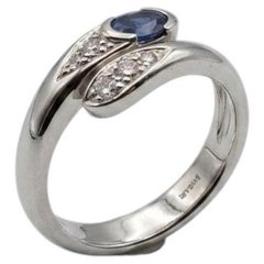 Bvlgari Sapphire and Diamond Bypass Ring in 18k White Gold