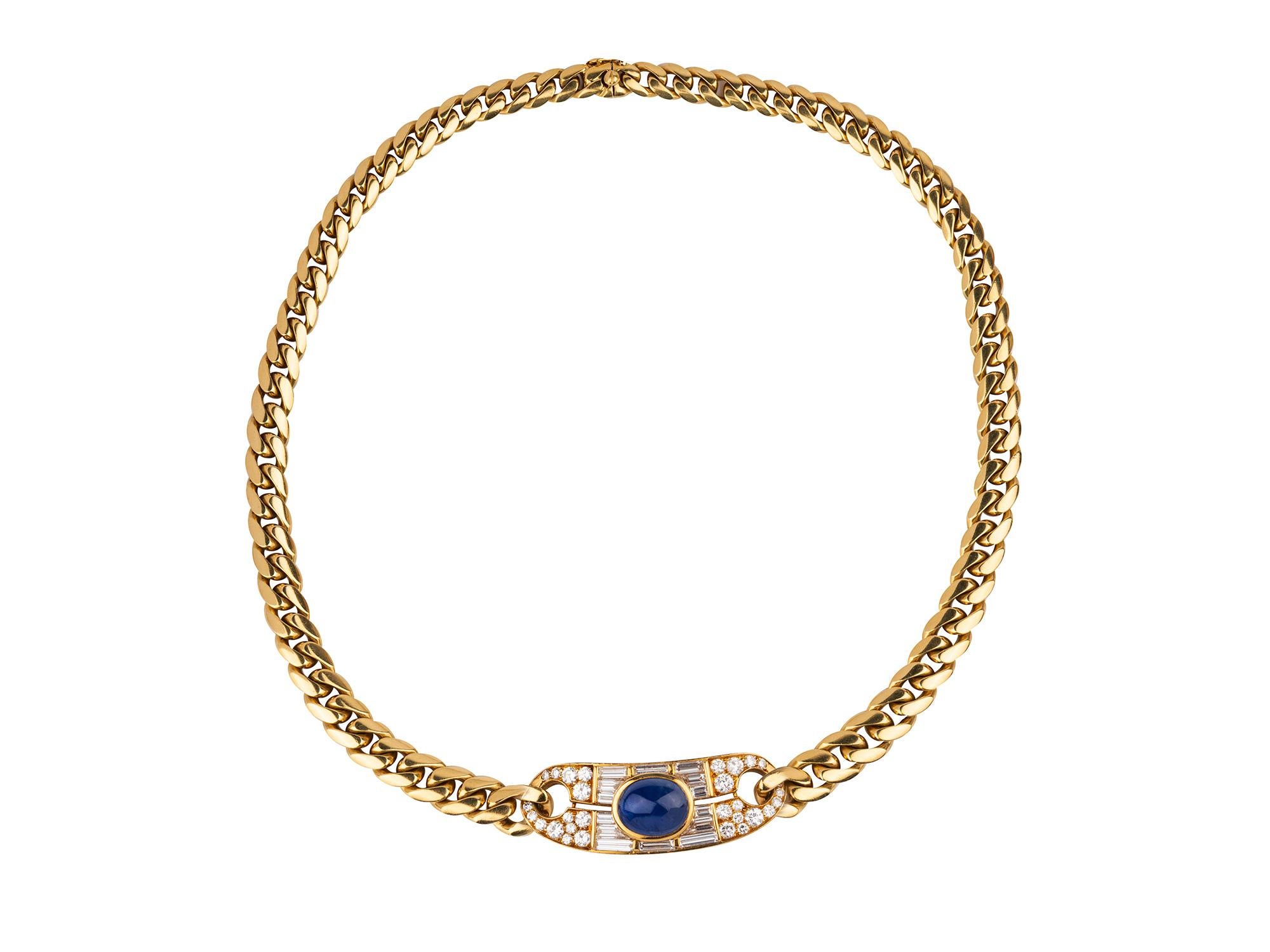 Bvlgari Saphir und Diamant Halskette im Zustand „Gut“ im Angebot in San Antonio, TX