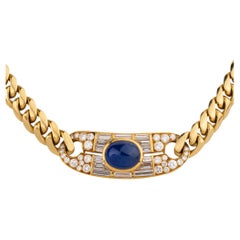 Retro Bvlgari Sapphire and Diamond Necklace