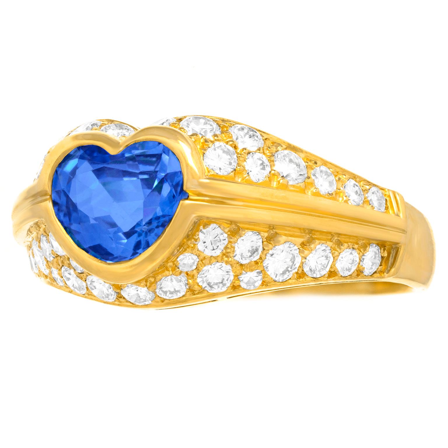 Heart Cut Bvlgari Sapphire and Diamond Ring For Sale