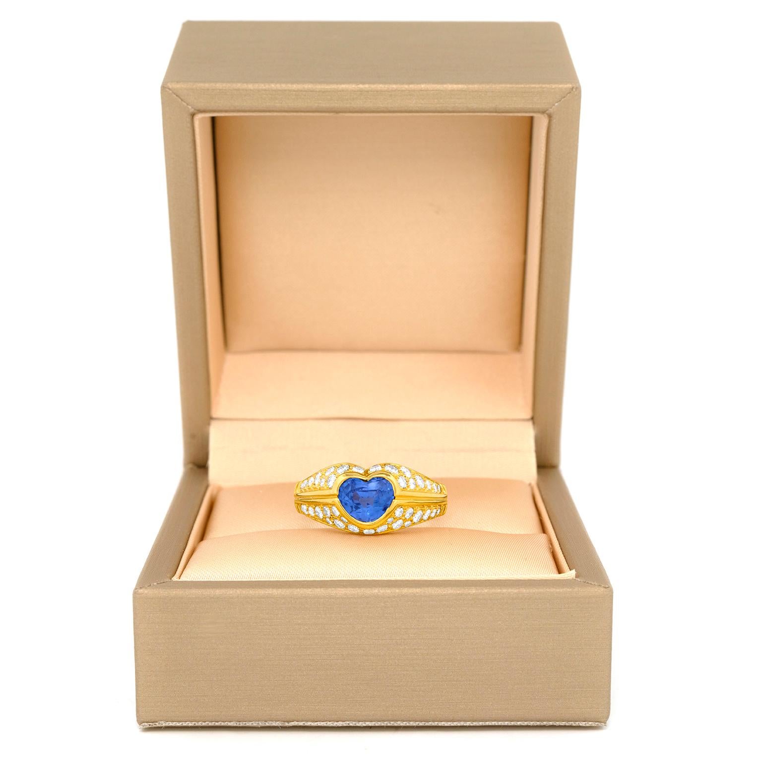 Bvlgari Sapphire and Diamond Ring In Excellent Condition For Sale In Litchfield, CT