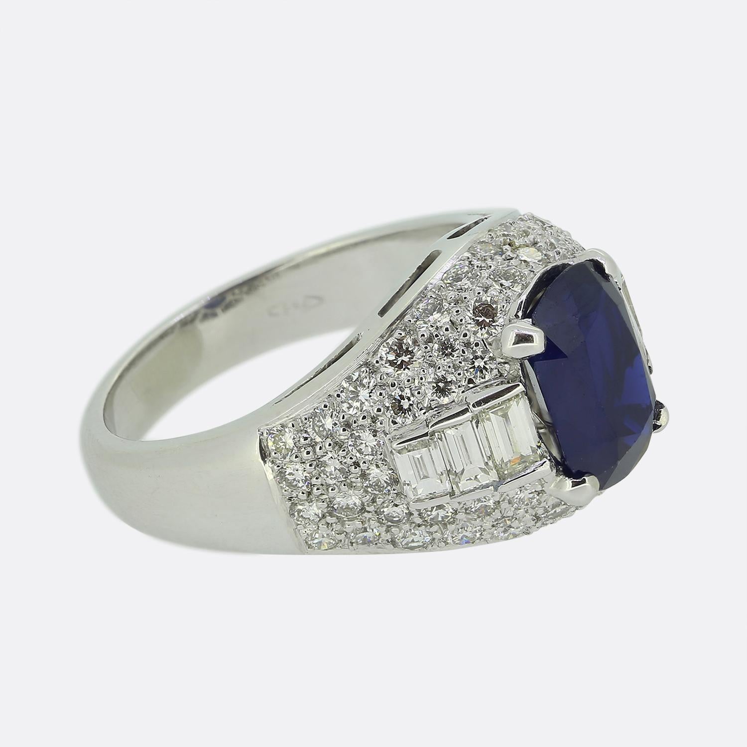 Baguette Cut Bvlgari Sapphire and Diamond Trombino Ring