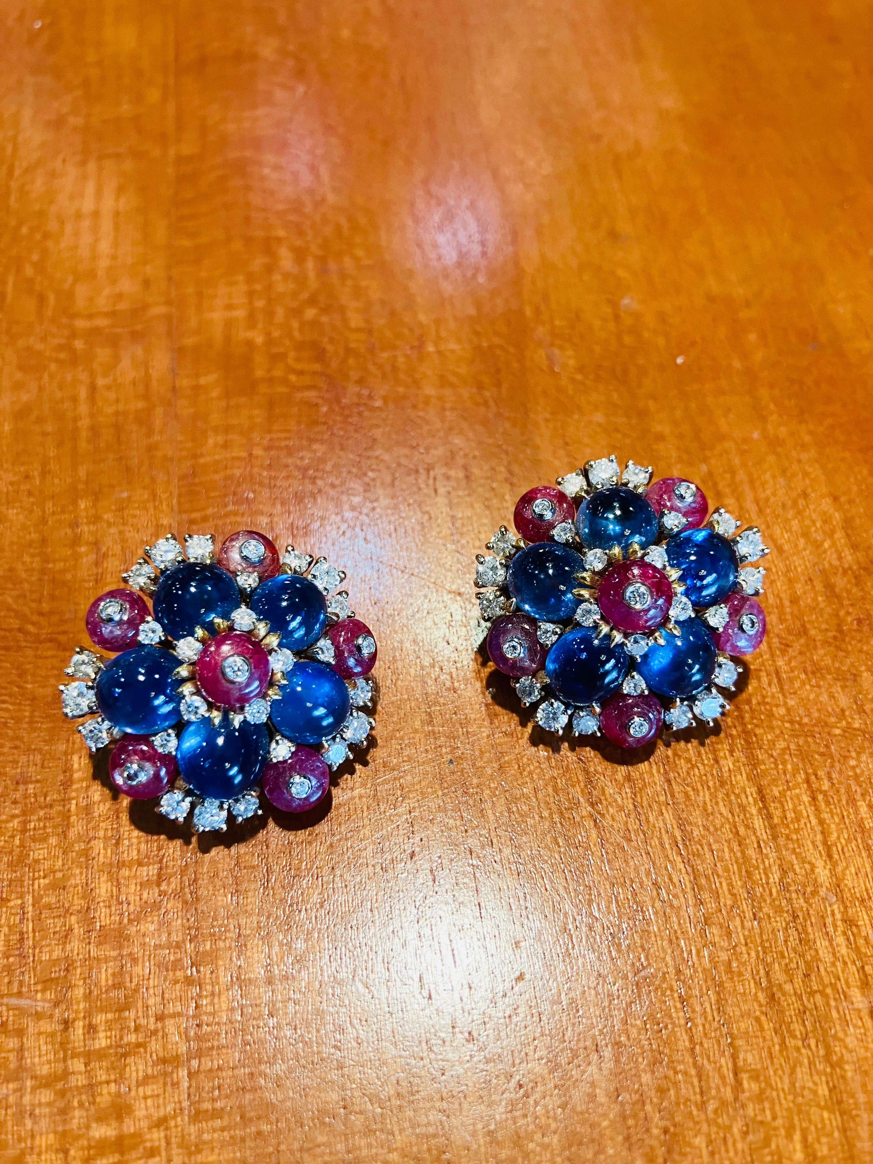 Bvlgari Sapphire Ruby and Dimaond Earrings  For Sale