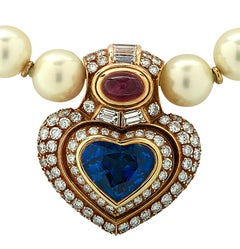 Bvlgari Sapphire, Ruby, Diamond And Pearl Necklace
