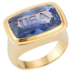 Bvlgari Sapphire "USA" Engraved Ring