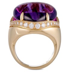 Bvlgari Sassi Diamond and Amethyst Yellow Gold Ring