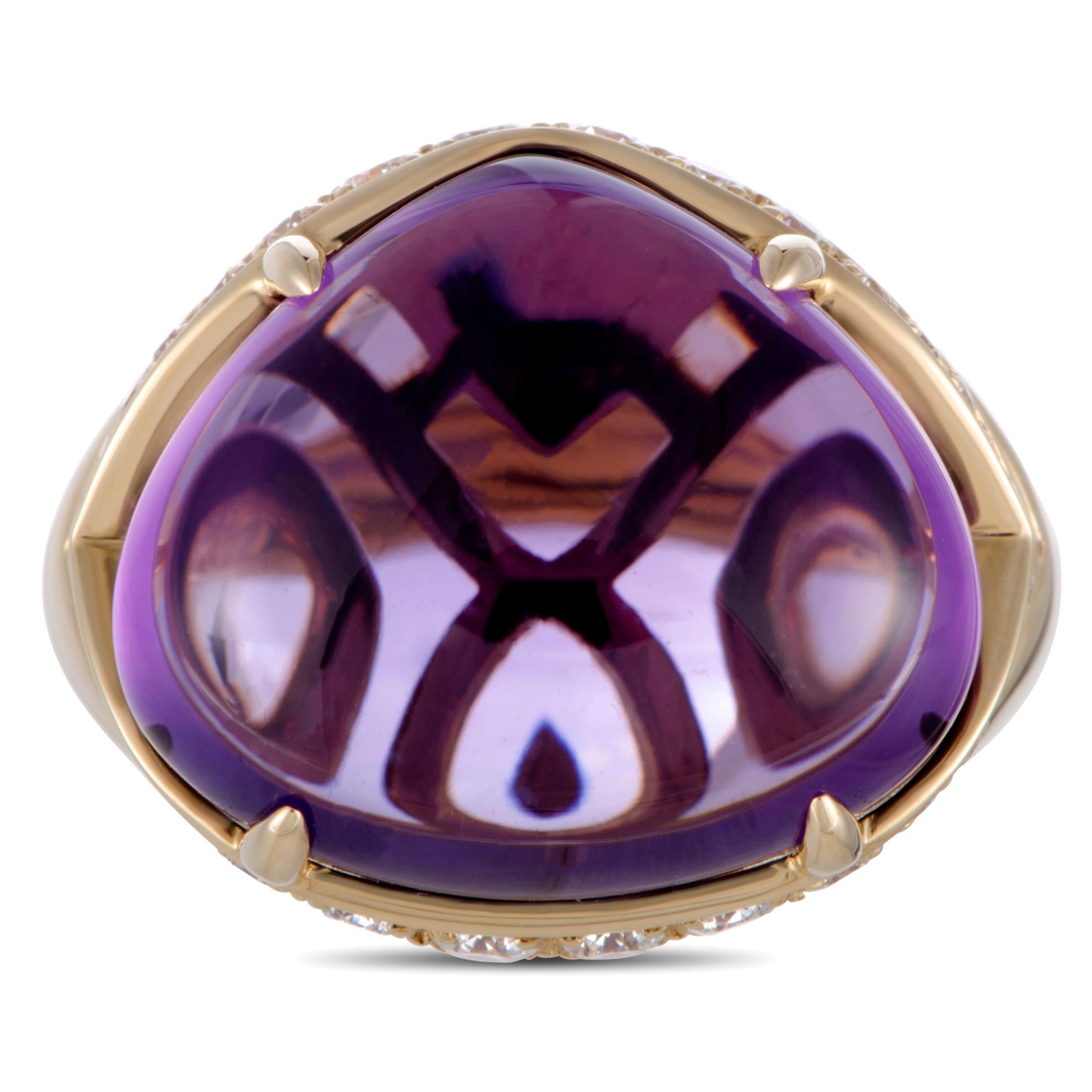 Women's Bvlgari Sassi Diamond and Amethyst Yellow Gold Ring