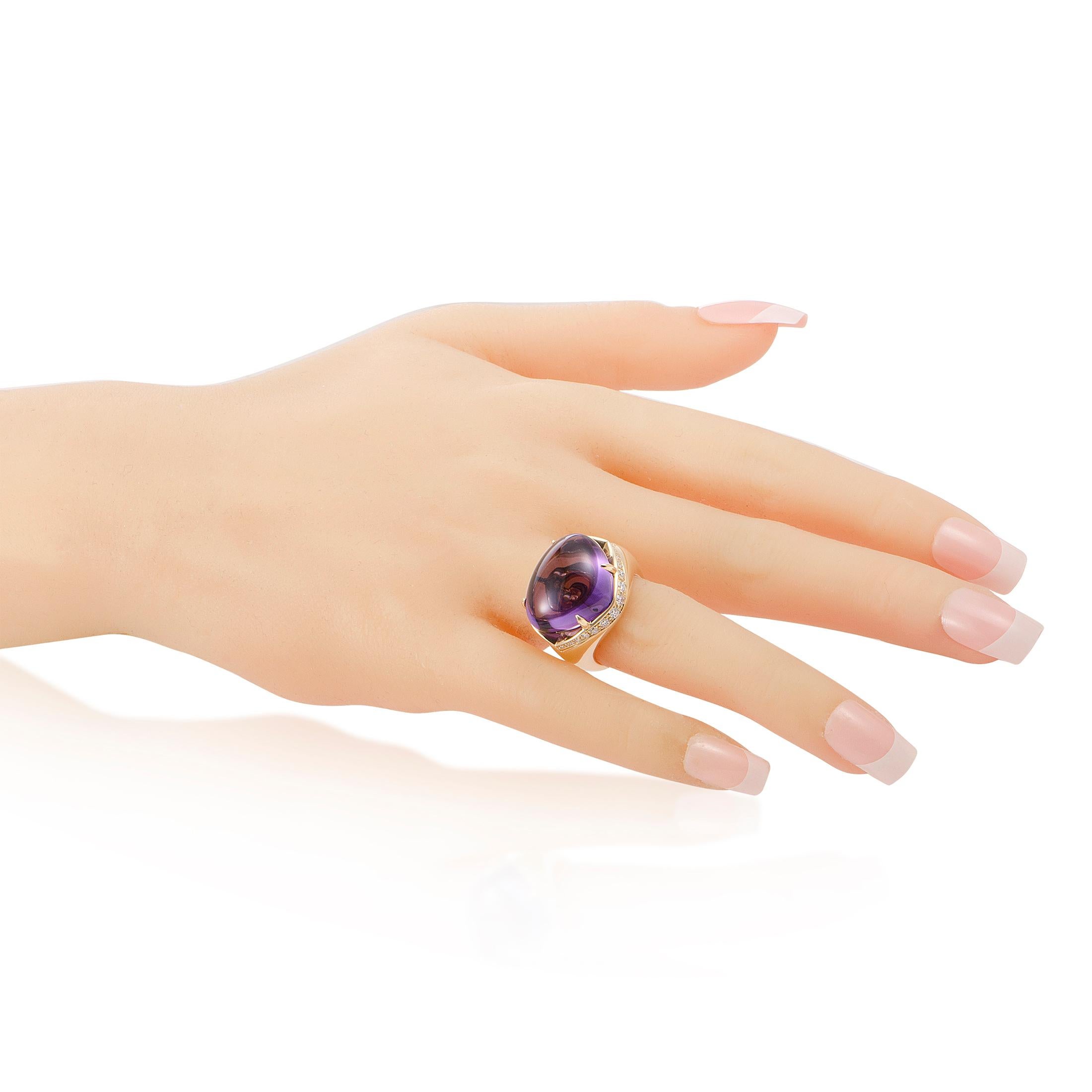 Bvlgari Sassi Diamond and Amethyst Yellow Gold Ring 2