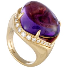 Bvlgari Sassi Diamond and Amethyst Yellow Gold Ring