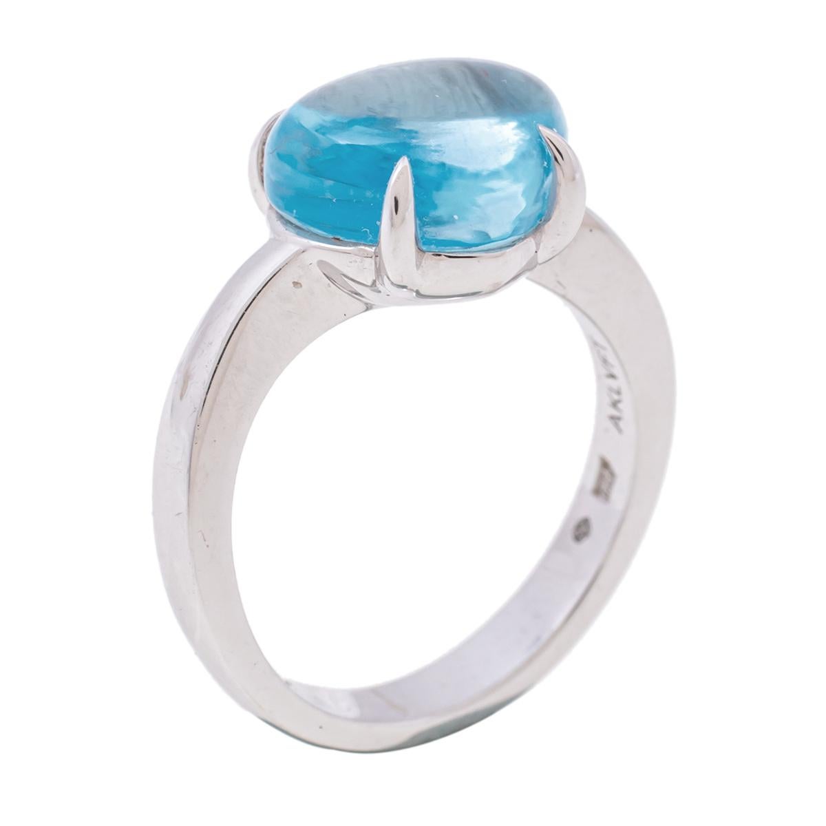 Women's Bvlgari Sassi Mediterranean EdenBlue Topaz 18K White Gold Ring Size 51