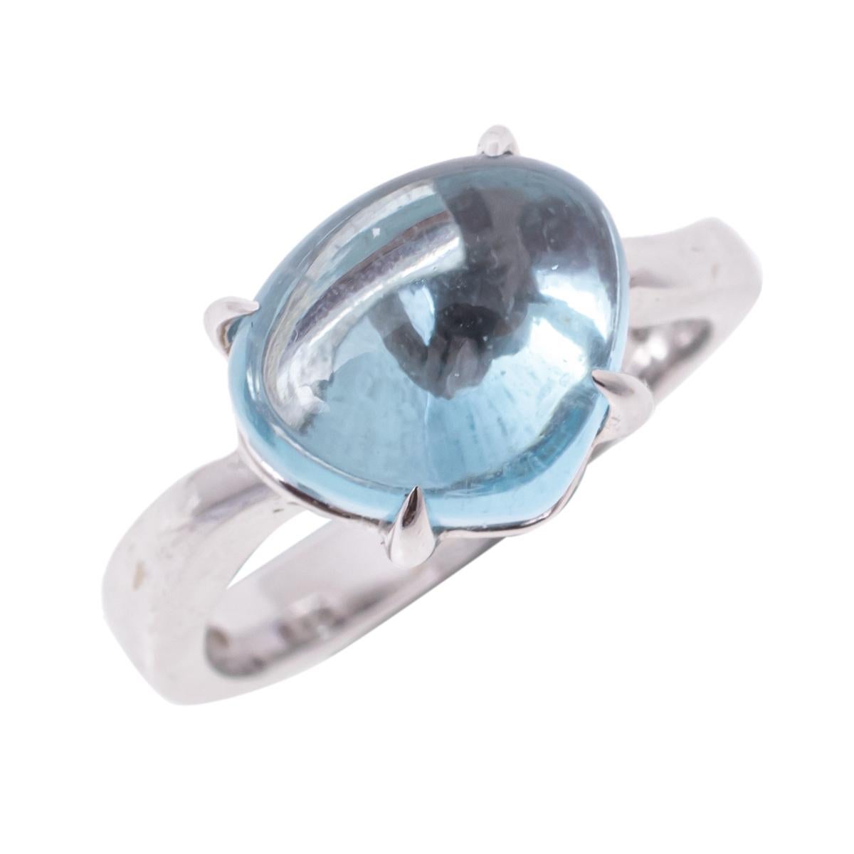 Bvlgari Sassi Mediterranean EdenBlue Topaz 18K White Gold Ring Size 51 1