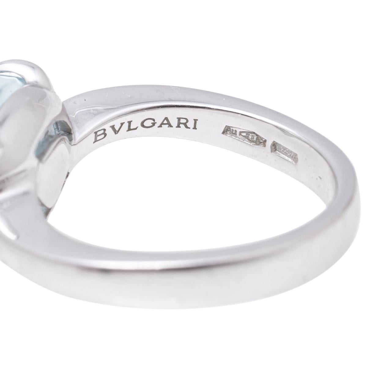 Bvlgari Sassi Mediterranean EdenBlue Topaz 18K White Gold Ring Size 51 2