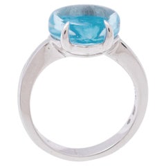 Bvlgari Sassi Mediterranean EdenBlue Topaz 18K White Gold Ring Size 51