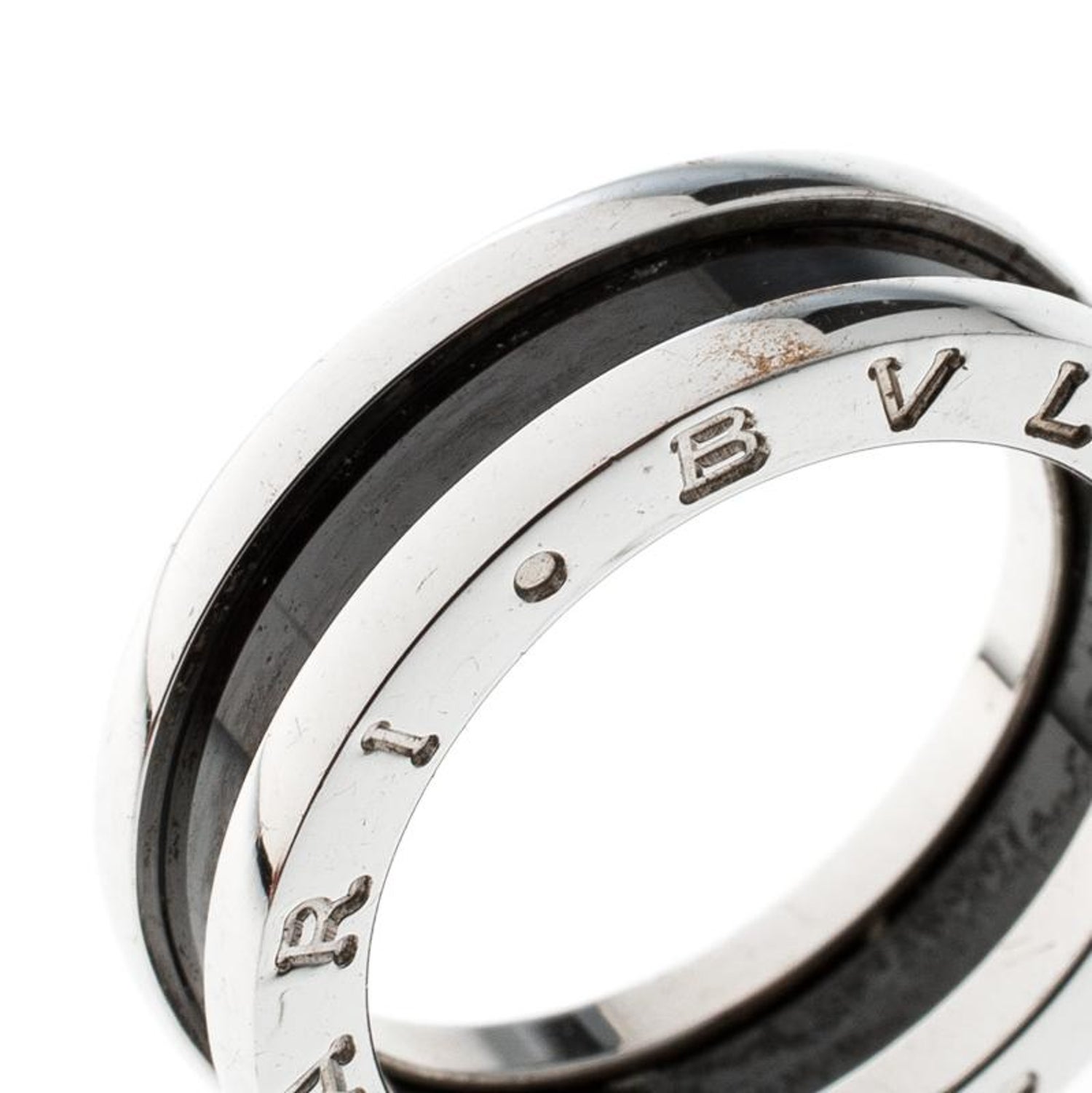 Bvlgari Save The Children 1 Band Black Ceramic Silver Ring Size 54 At 1stdibs