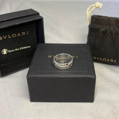 Bvlgari Save the Children Silver Ring with Bvlgair Box Pouch & Papers Large Size