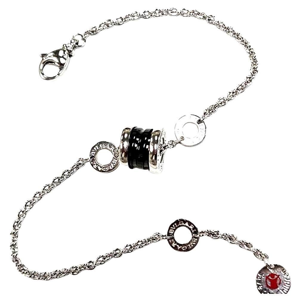 Bvlgari "Save the Children" Bracciale in argento e ceramica nera - 7" - Rosso in vendita