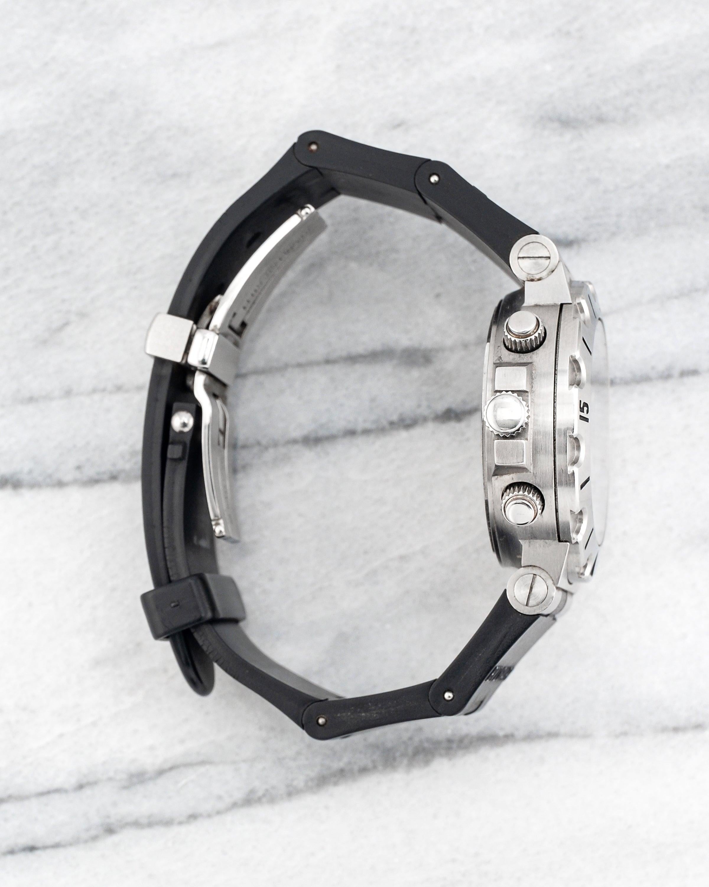 Montre Bvlgari Scuba SC38S à cadran noir en acier, années 1990 Pour hommes en vente