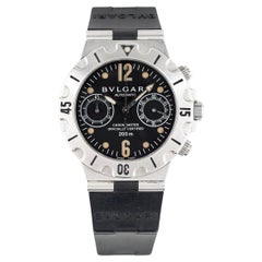 Orologio Bvlgari Scuba SC38S con quadrante nero in acciaio, anni '90
