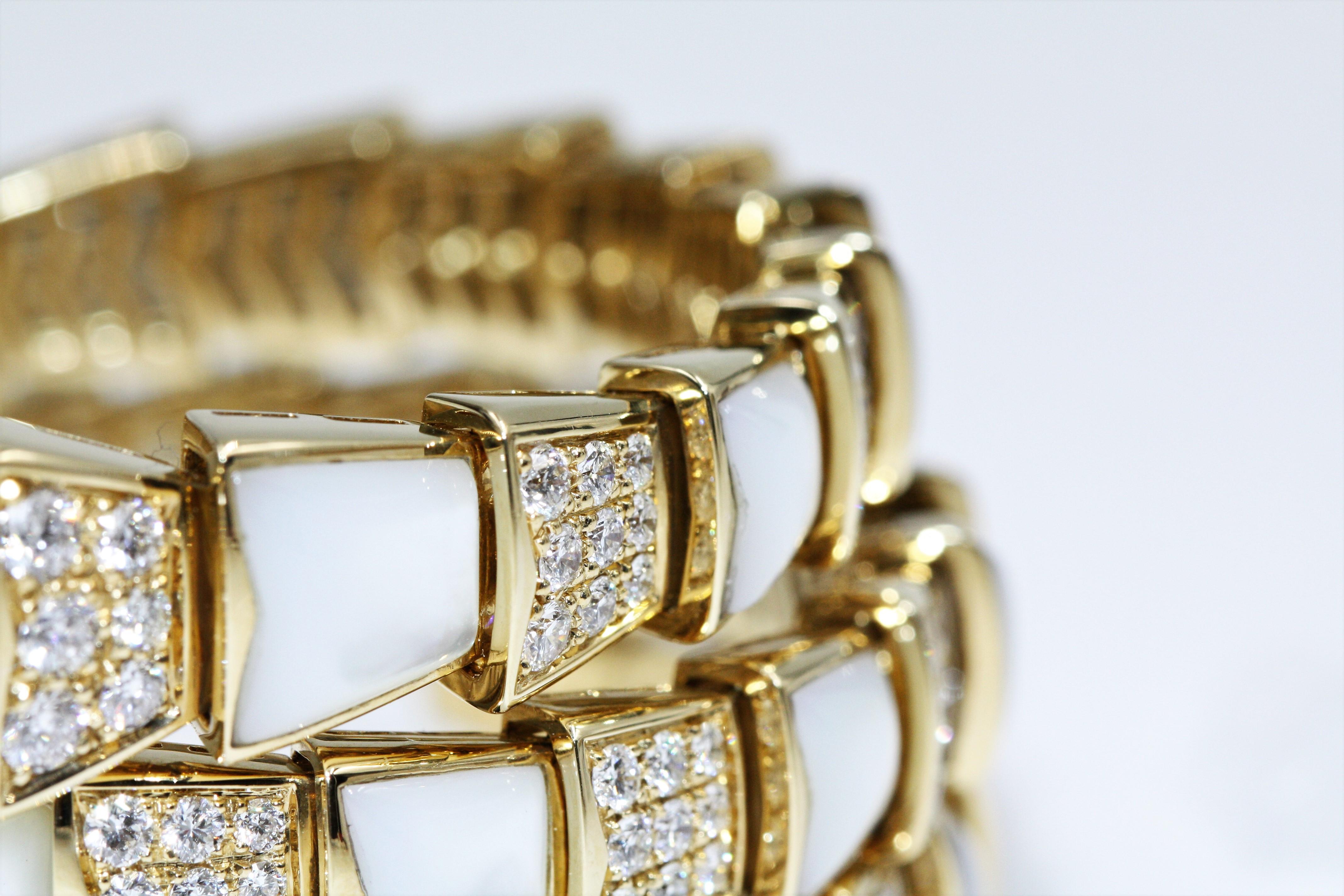 Bvlgari Sepremti Yellow Gold and Mother-of-Pearl Bracelet with Diamonds For Sale 2