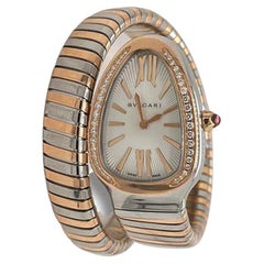 Bvlgari Montre Tubogas Serpent Tubogas en or rose 18 carats, acier et diamants