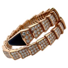 Bvlgari Serpente 18 Karat Rose Gold Diamond Onyx Viper Bracelet