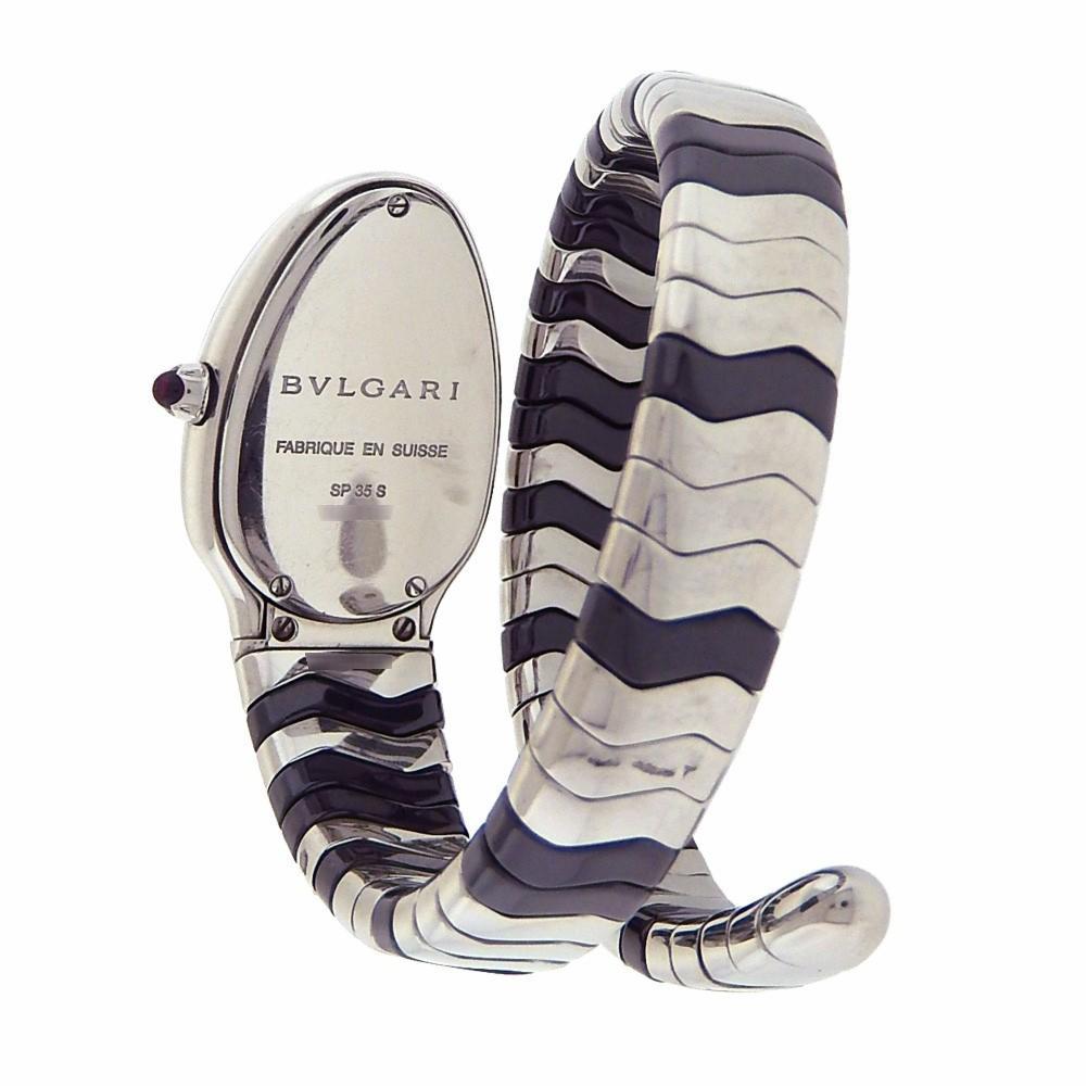 Bvlgari Serpenti 102129 SP35BSDBCSD1.1T, schwarzes Zifferblatt, zertifiziert und (Zeitgenössisch)