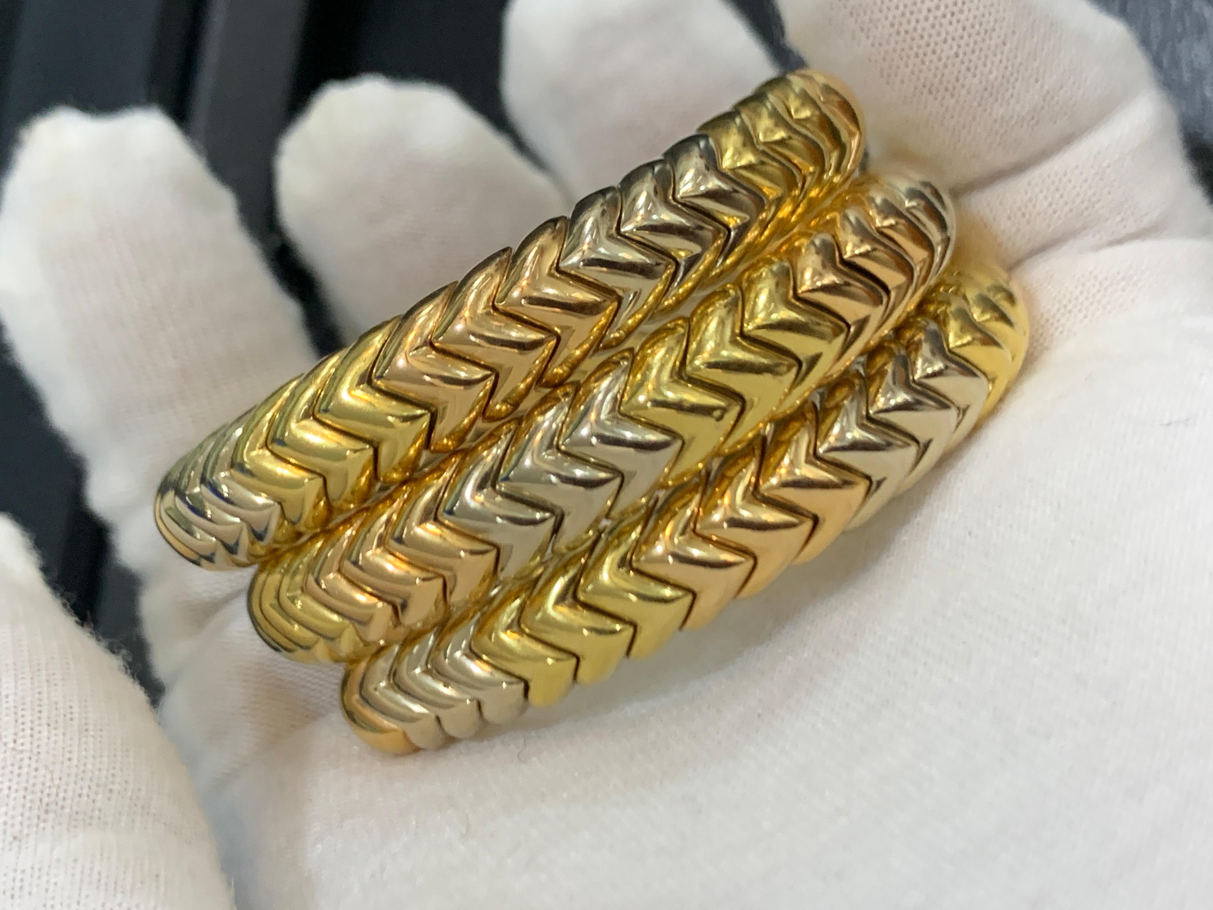 Bvlgari Serpenti 18 Karat Tri-Color Gold 92 Grams Bangle / Bracelet Designer 6