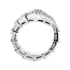 Bvlgari Serpenti 18 Karat White Gold Full Diamond Pave Wide Band Ring