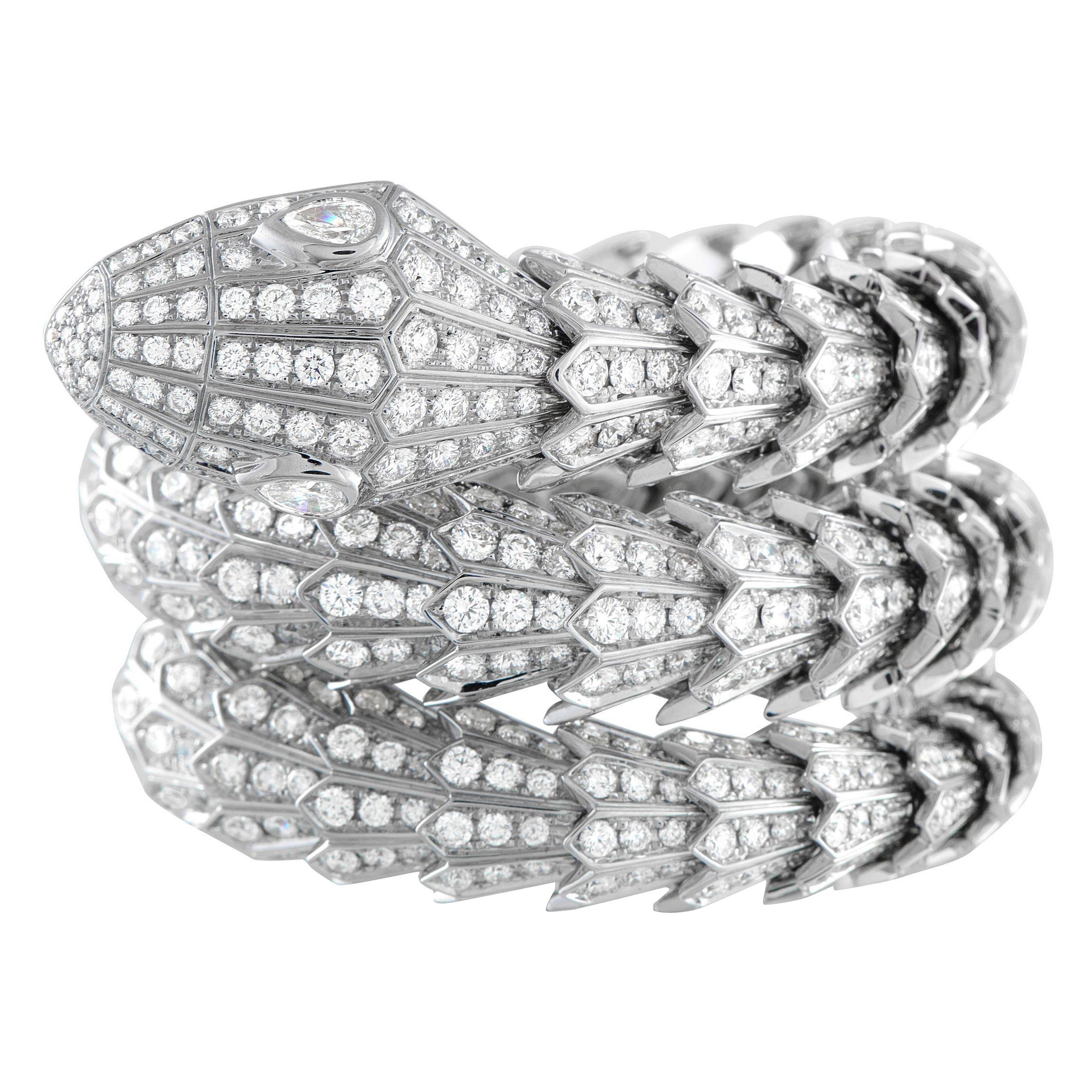 Bvlgari Serpenti Pulsera de oro de 18 quilates con pavé de diamantes de 45,83 ct BV02-051425