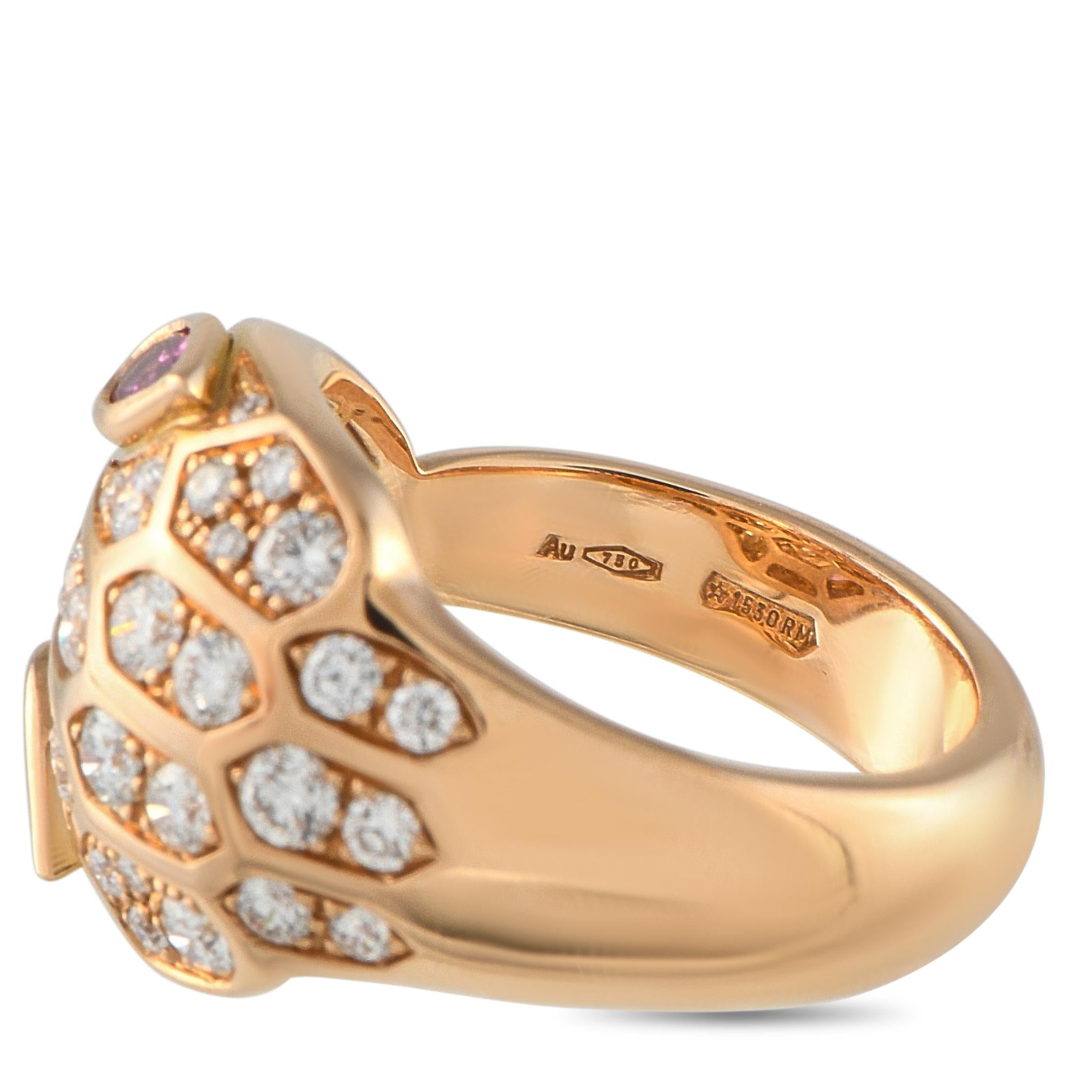 Anello Bvlgari Serpenti in oro rosa 18 carati con diamante e tormalina da 0,70 carati In condizioni ottime a Southampton, PA