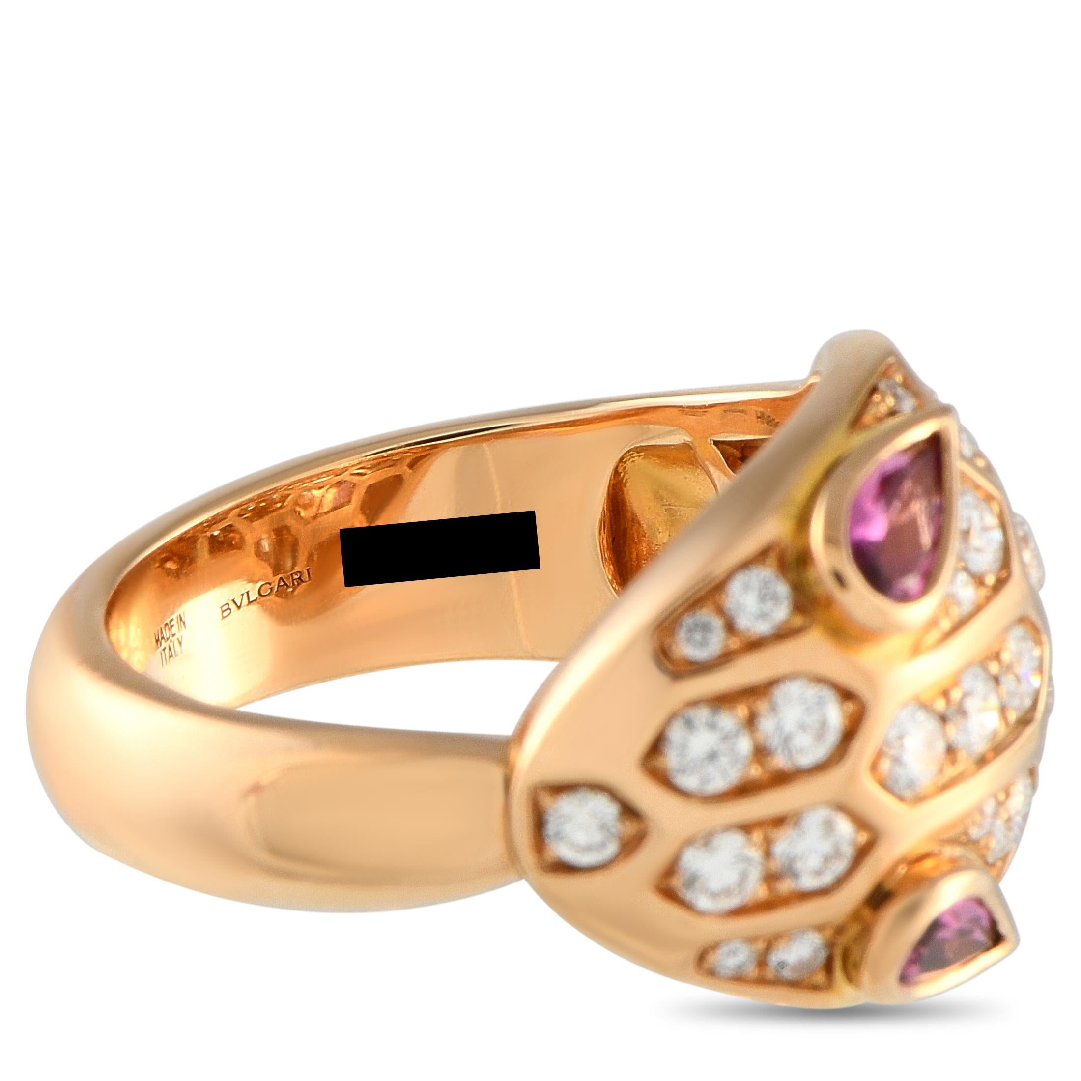 Donna Anello Bvlgari Serpenti in oro rosa 18 carati con diamante e tormalina da 0,70 carati