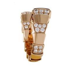 Bvlgari Serpenti 18K Rose Gold 0.80 Ct Diamond and Onyx Ring